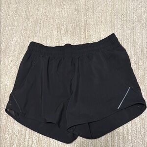 Black Athletic Shorts with Elastic Waistband and Reflective Detail